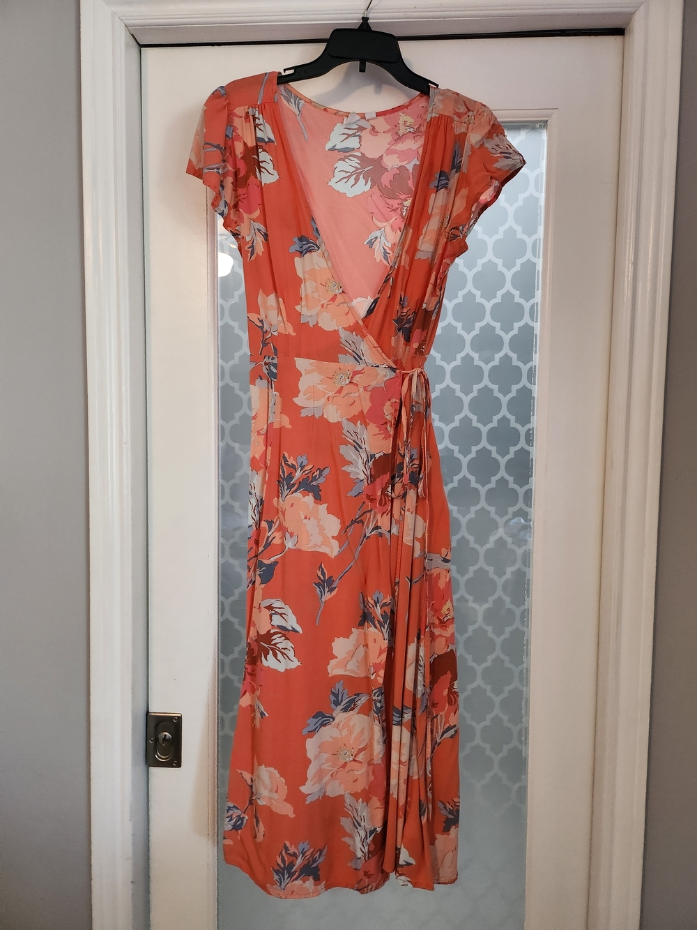 GAP Coral Floral Wrap Midi Dress